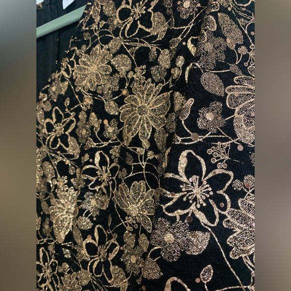 Jumpsuit  Long Split Pants Cocktail Gold Black Sparkle Jumpsuit Size Large NWOT - Picture 10 of 12